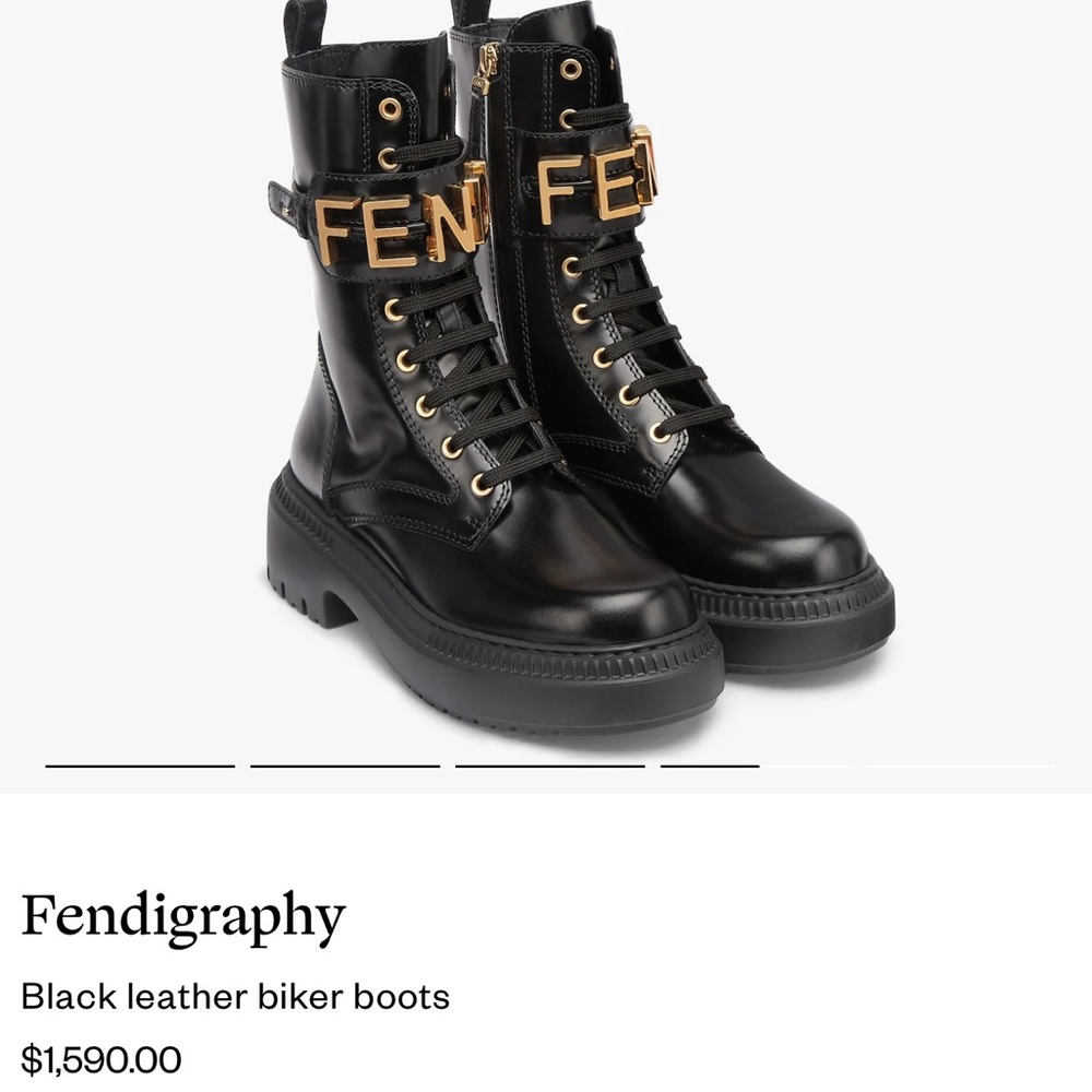 ❌❌SOLD❌❌FENDI FENDIGRAPHY BLACK LEATHER BIKER BOOTS